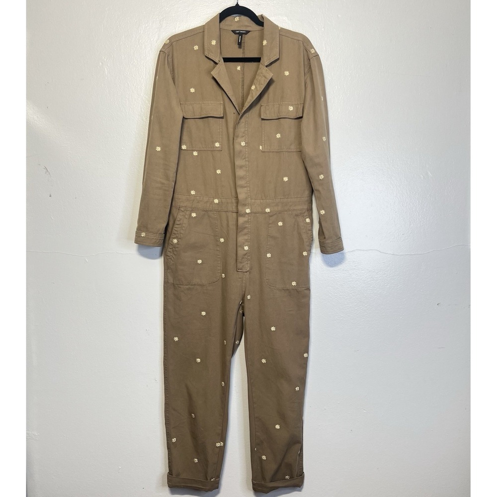 Driftwood X Free People Dizzy Daisy Coveralls Jumpsuit‎ Sz L Cotton Embroidered